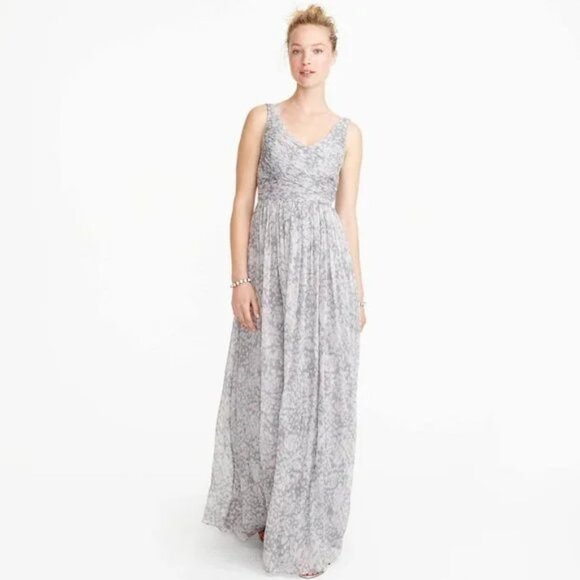 J. Crew Silk Chiffon Heidi Gown in Watercolor Size 2 - Picture 1 of 13